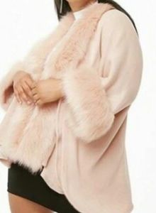 Forever 21 blush fur collar jacket
